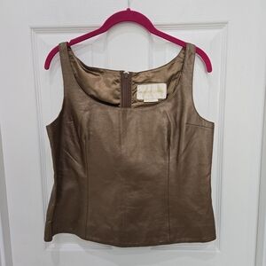 Margaret Godfrey Vintage Y2K 100% Leather Gold/Broze Corset Style Top Size L